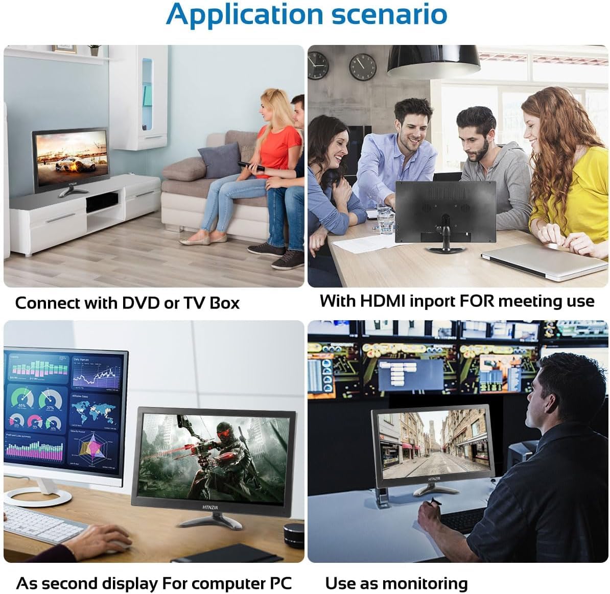 HTNZIR 15.6 Inch PC Monitor FHD IPS Display 1920 x 1080P LED